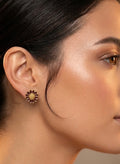 Vintage Floral Round Stud Earrings
