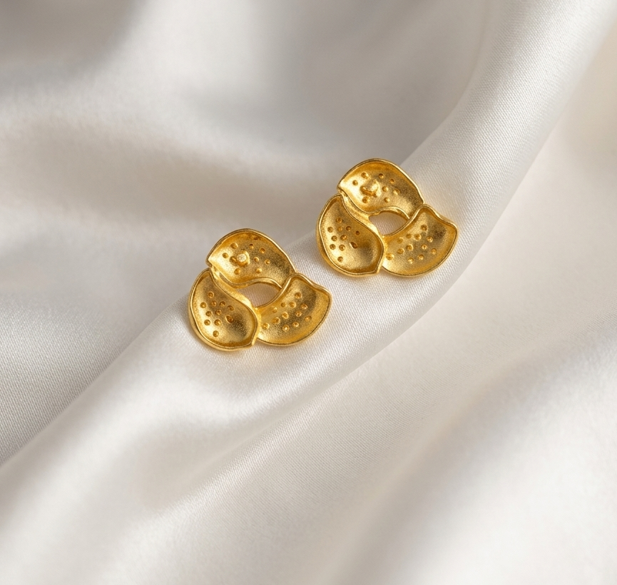 Charming Gold Plated Stud Earrings