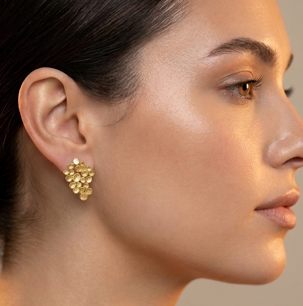 Gold Cluster Stud Earrings