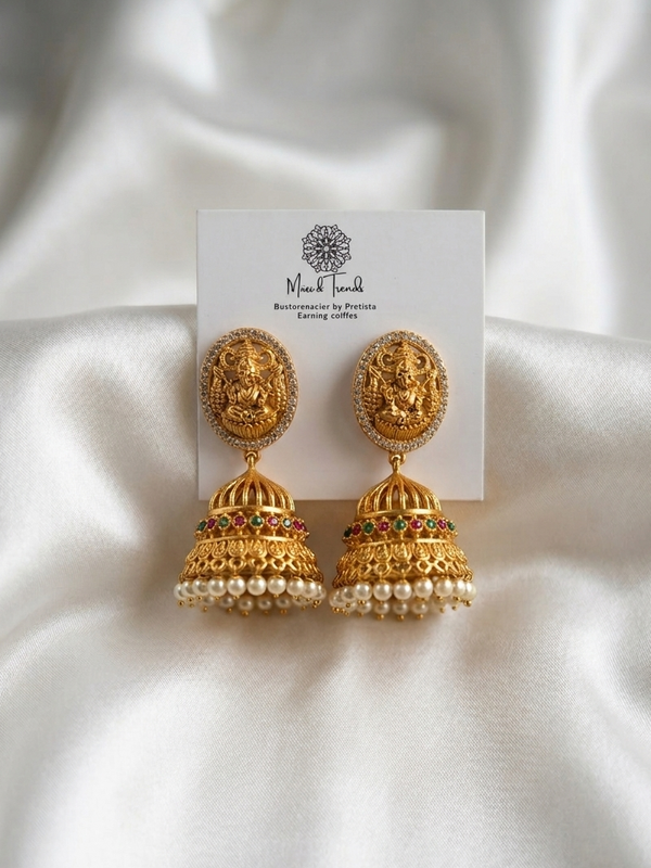 Exclusive Quality Gold Plated Maa Laxmi Earring