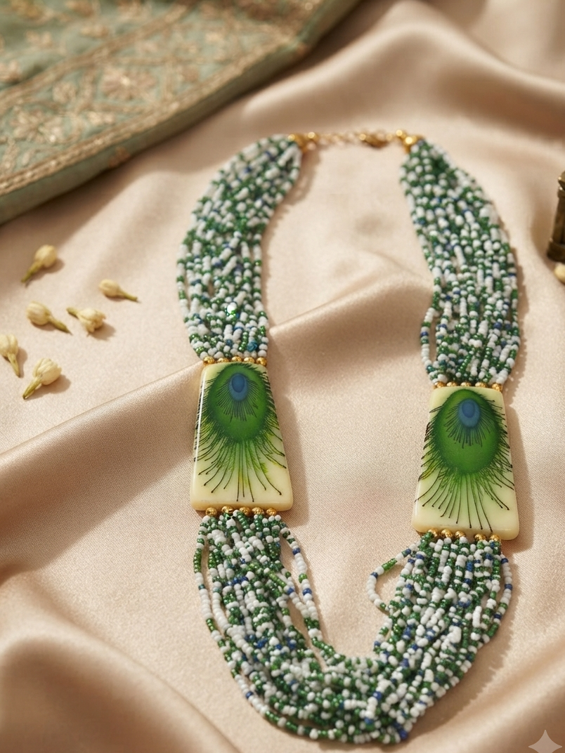 Resin Glass Seed Beads Necklace