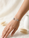 Silver Plated Oxidized Bracelet with Stone
