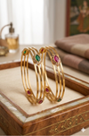 Gold Plated Multicolour Stones Bangles