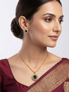 Meraki Gold Plated Round Shaped Pendant with Earrings