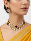 Meraki AD Stone Kundan Choker Set with Beads &Pearls