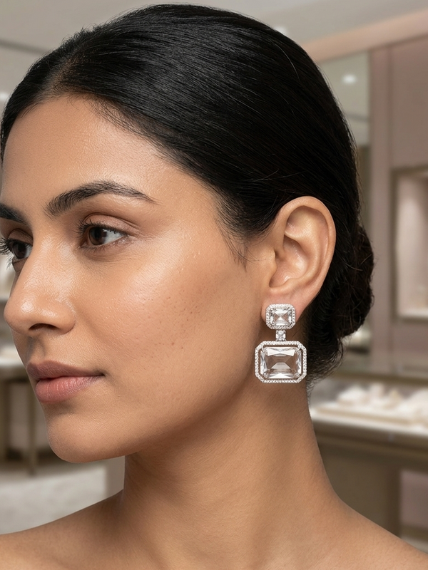 CZ Studs Drop Dangle