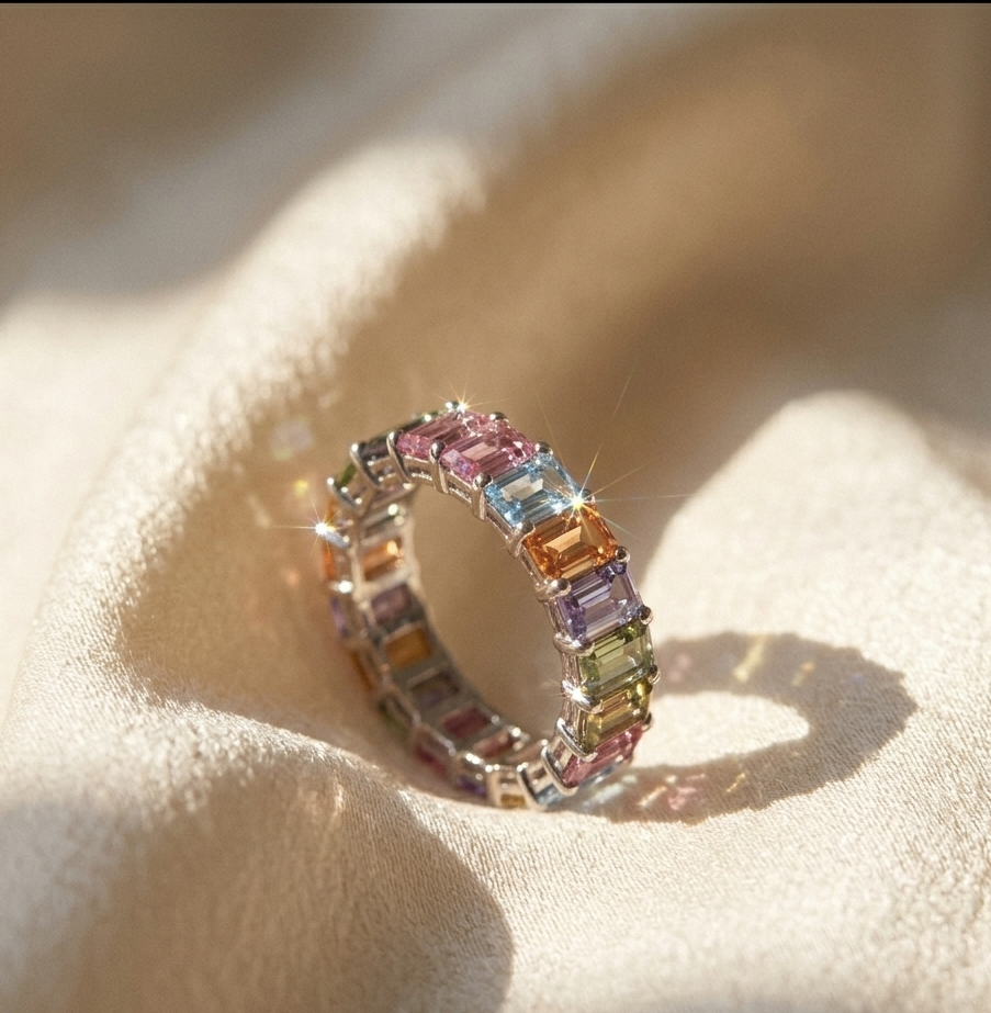 Meraki Trends Rainbow Diamond Adjustable Ring