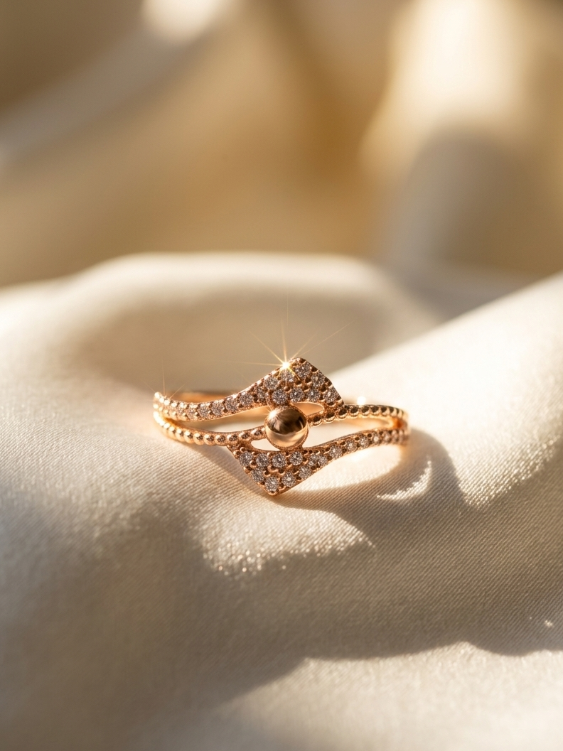 Rose gold Plated Stylish Diamond Ring