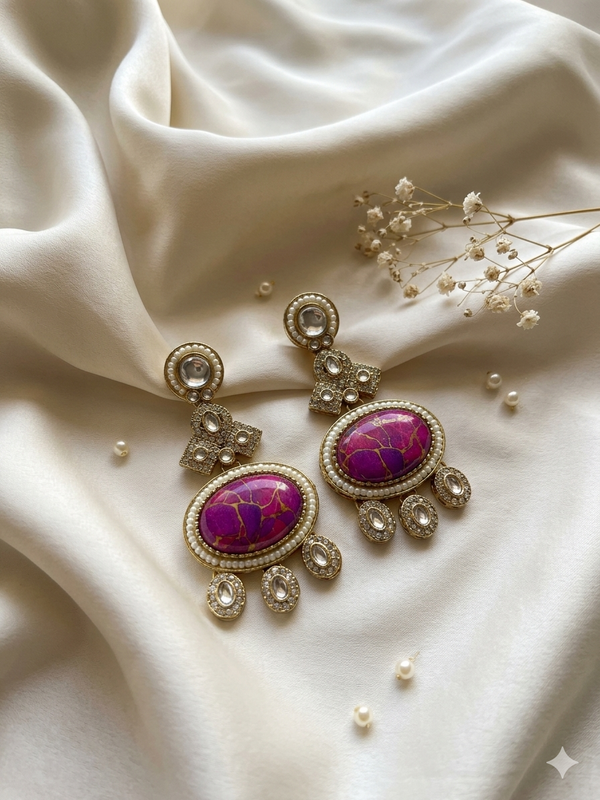 Resin Art Traditional Kundan Earrings