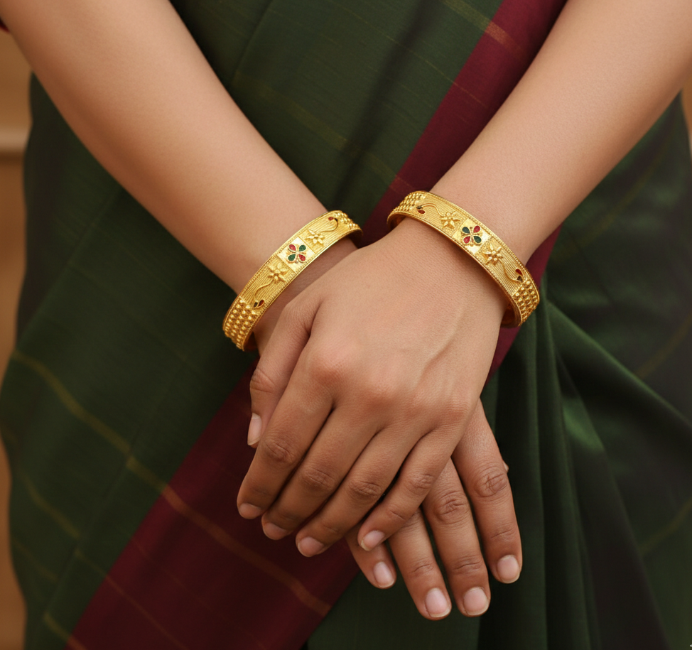 Colorful Floret High Gold Plated Bangles