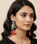 Multicolor Beads Bird Earrings