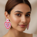 Crunchy Fashion Beaded Heart Shaped Drop Earring