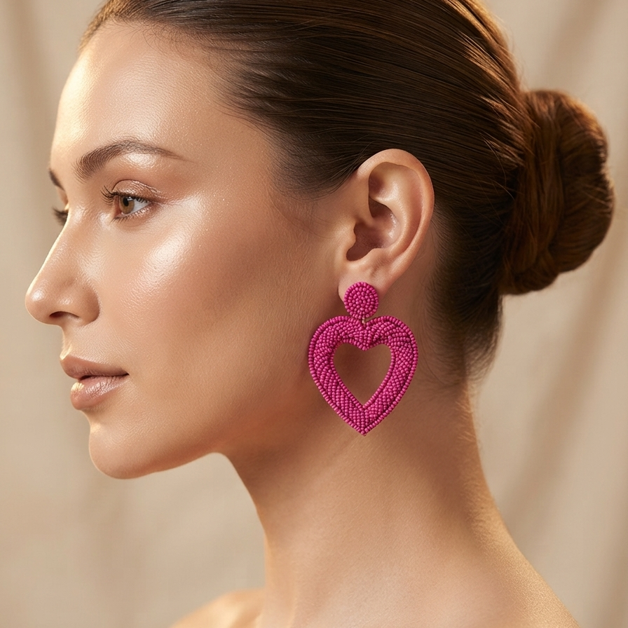 Beautiful Beaded Heart Shape Earring