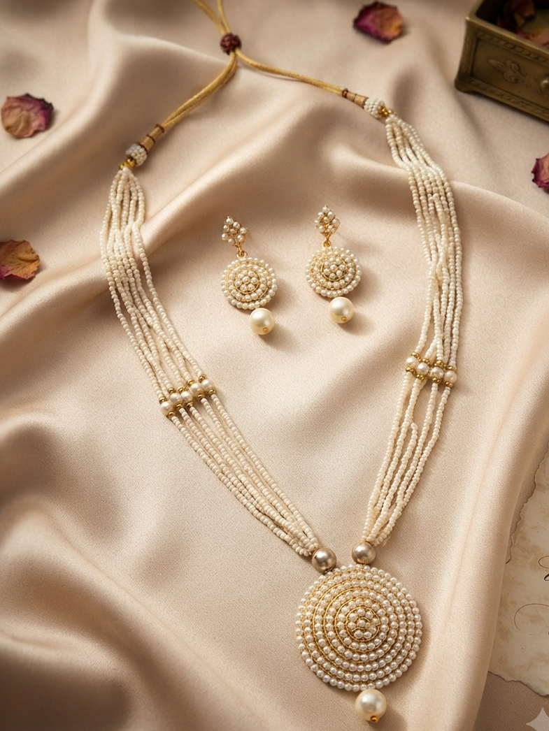 Pearl Long Necklace Set