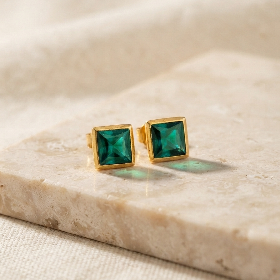 Square Shaped Stone Studded Earring