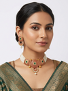 Meraki Gold Plated Ruby Diamond Choker Set