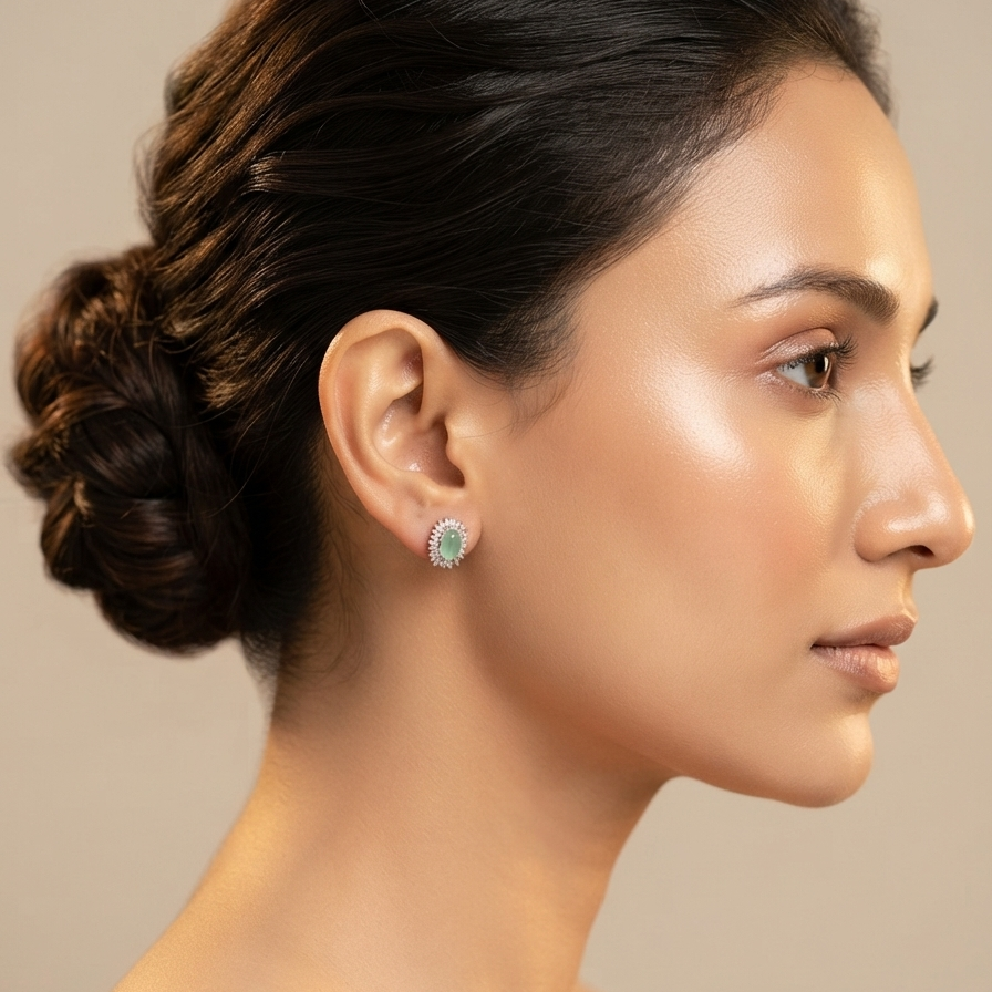 Green Stone Studs