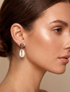 Silver Tone Shell Earring