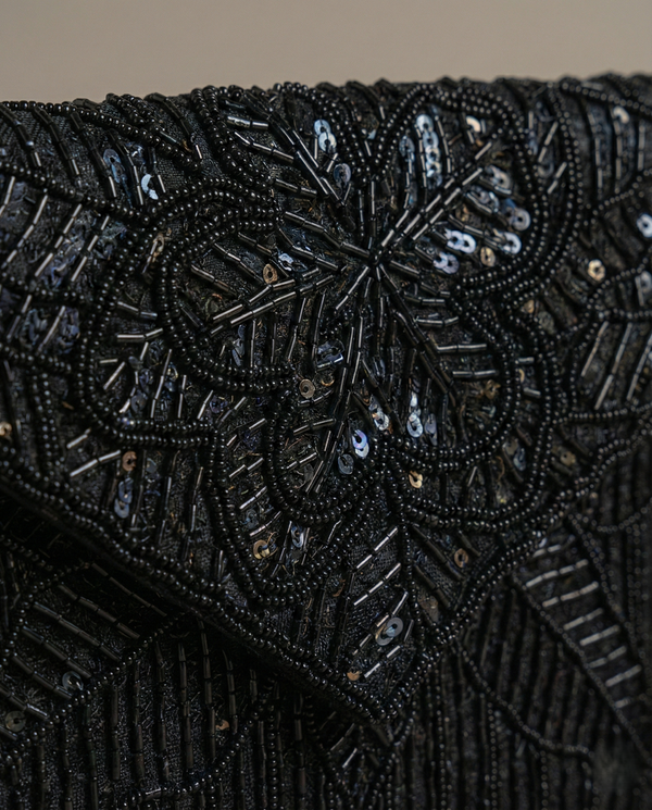 Black Beaded Sling Bag