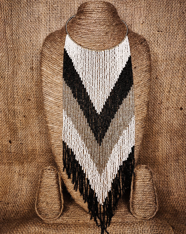 Trio Color Beads Waterfall Neckpiece