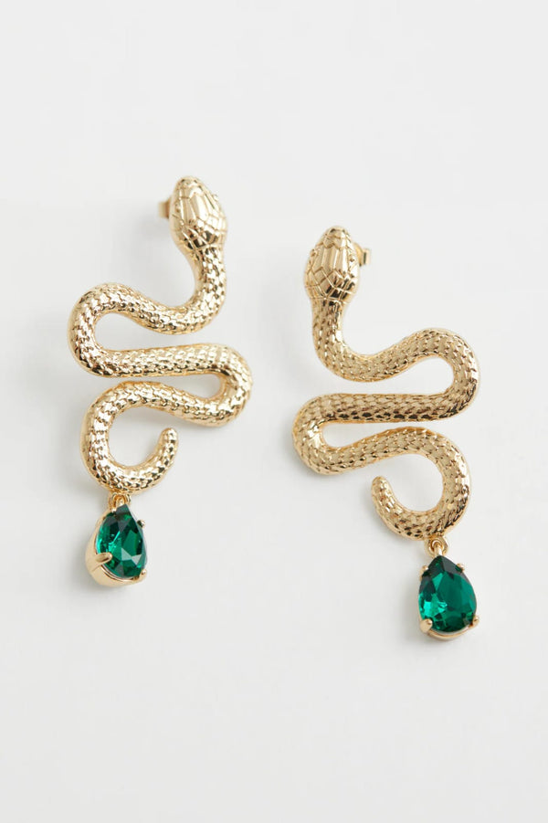 Snake Design Earrings with Stones