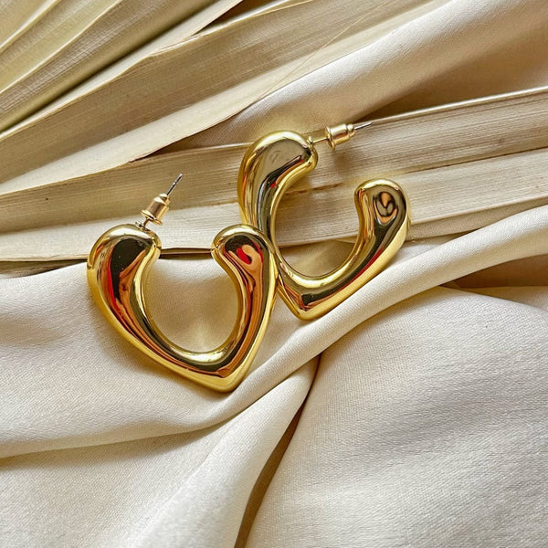 Curved V Golden Earrings