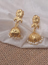 Flower Design Brass Jhumki with Pearl