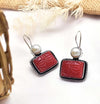 Square Stone Earrings with Pearl