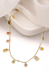 Anti-Tarnish Multicolor Stones Pendant Chain