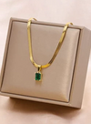 Anti-Tarnish Single Stone Pendant Snake Chain