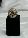 Meraki Red Ruby Stone Adjustable Ring
