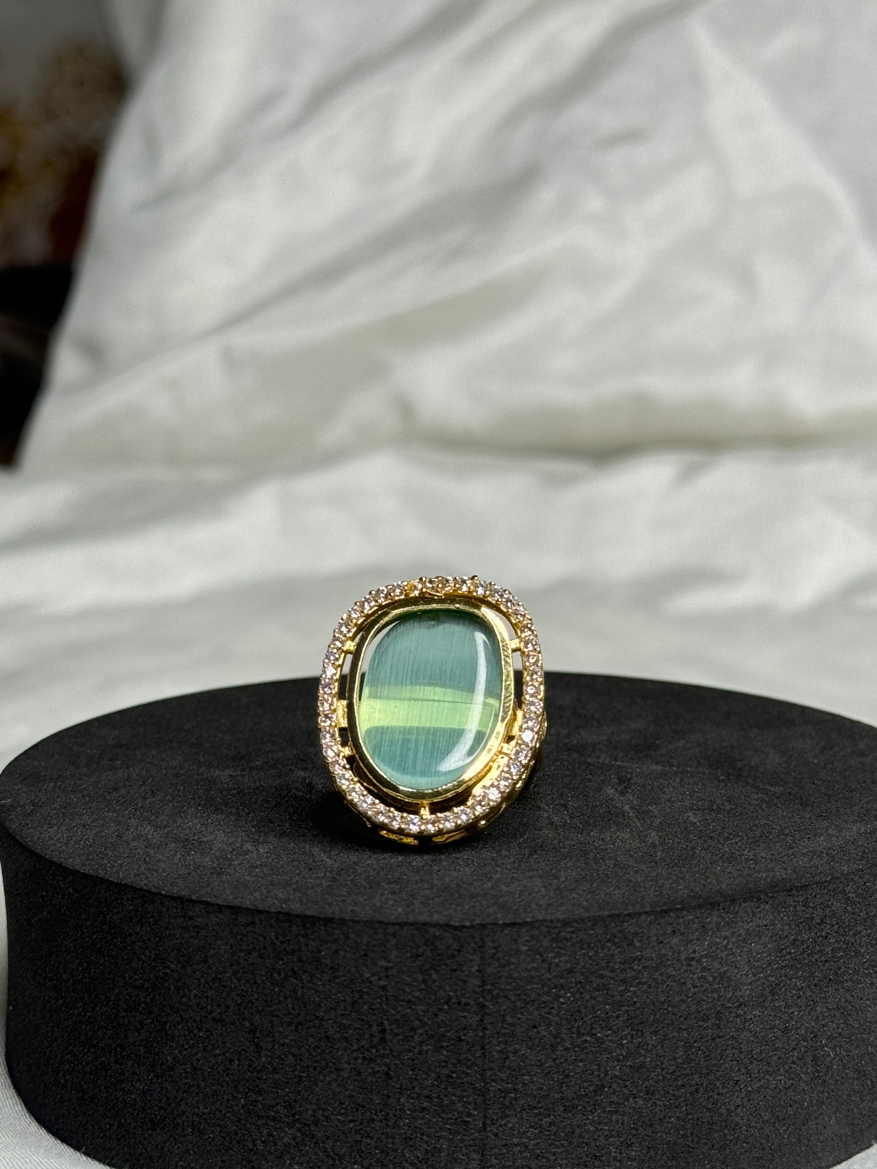 Aqua Stone Adjustable Ring