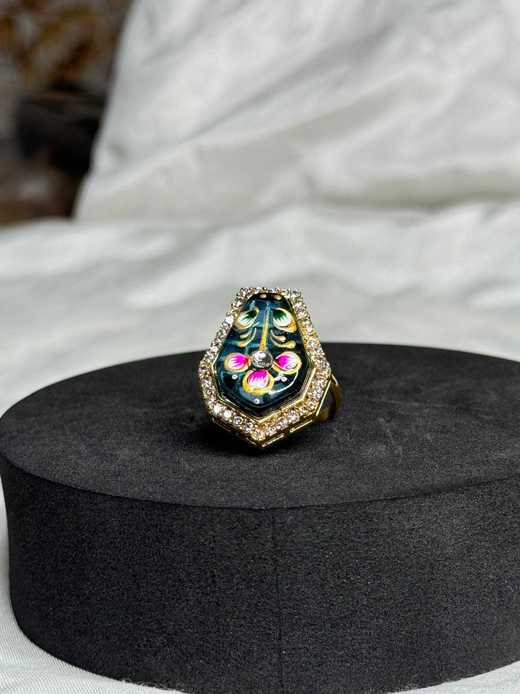Multicolor Kundan Meena Ring
