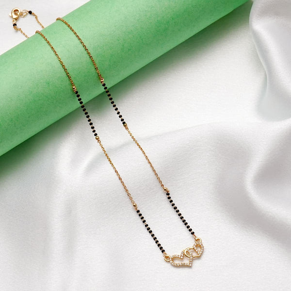 Double Heart Shape Diamond Mangalsutra