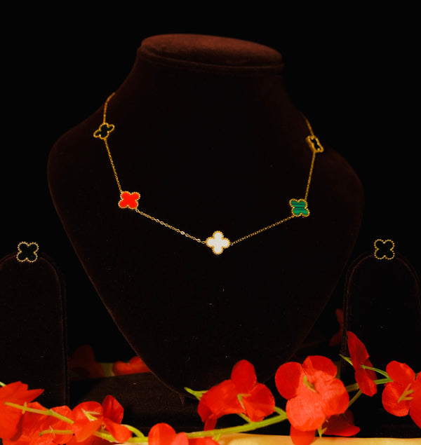 Clover Leaf Multicolor Necklace Set