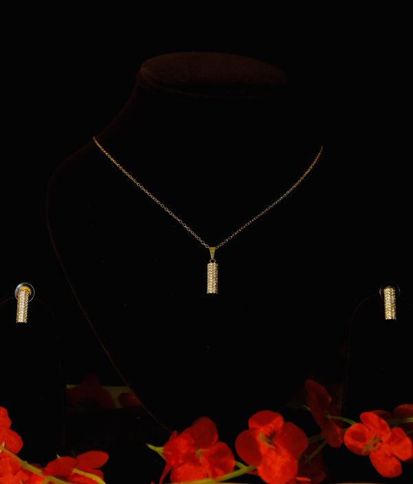Gold Plated Diamond Studded Pendant Set