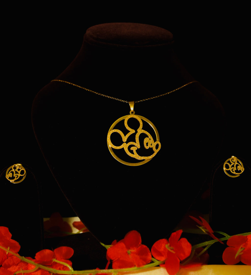 Micky Mouse Gold Plated Pendant Set