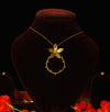 Floral Gold Plated Pendant Chain With Tiny Studs