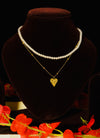 Pearls And Heart Double Chain Pendant