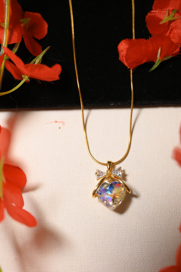 Multicolor Shine Diamond Heart Pendant Chain