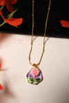 Rose Flower Enamel Pendant Chain
