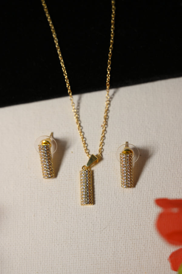 Gold Plated Diamond Studded Pendant Set