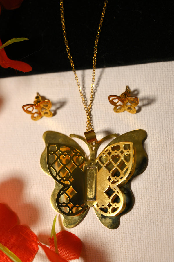 Butterfly Gold Plated Pendant Set