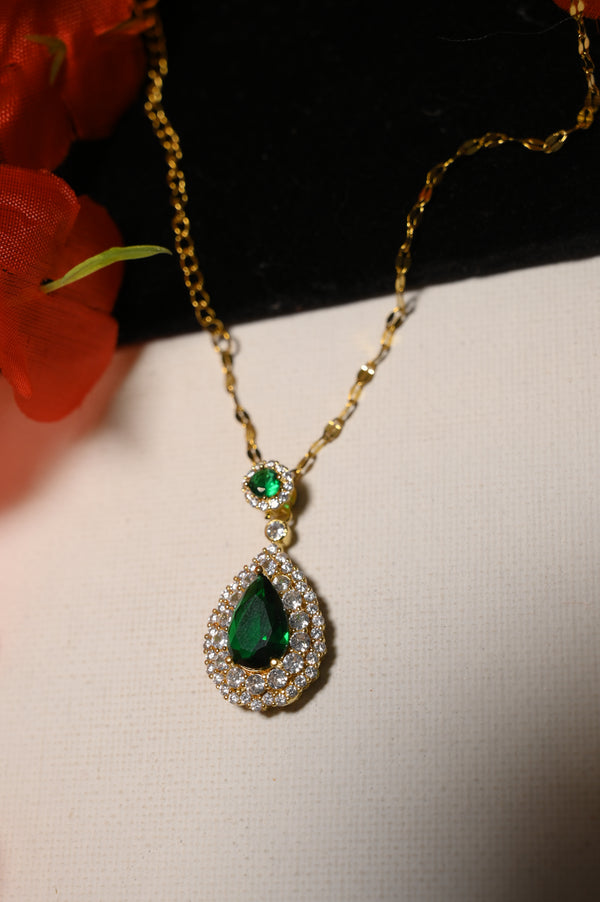 Crystal Emerald Water Drop Pendant