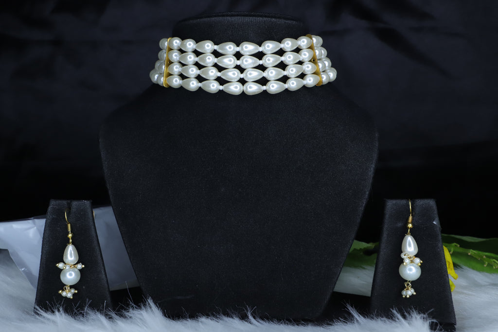 Tear Drop Pearl Choker Sets