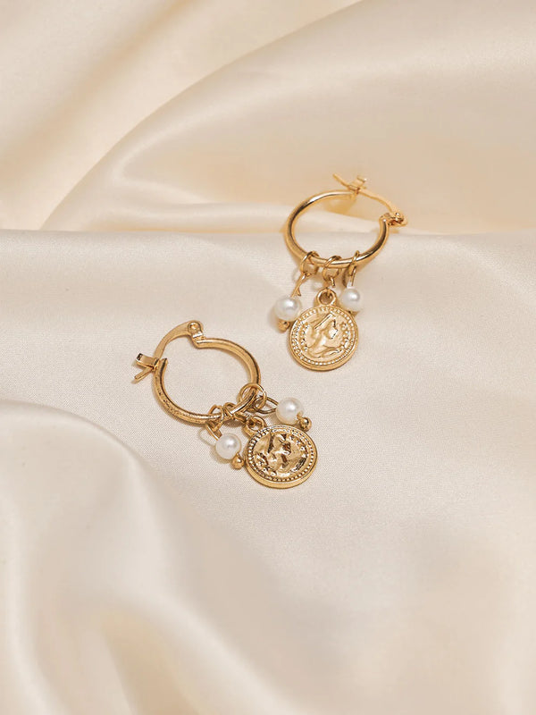 Beautiful One Coin Pearl Earrings