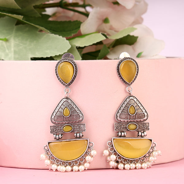 Oxidized Silver Long Dangler Earrings