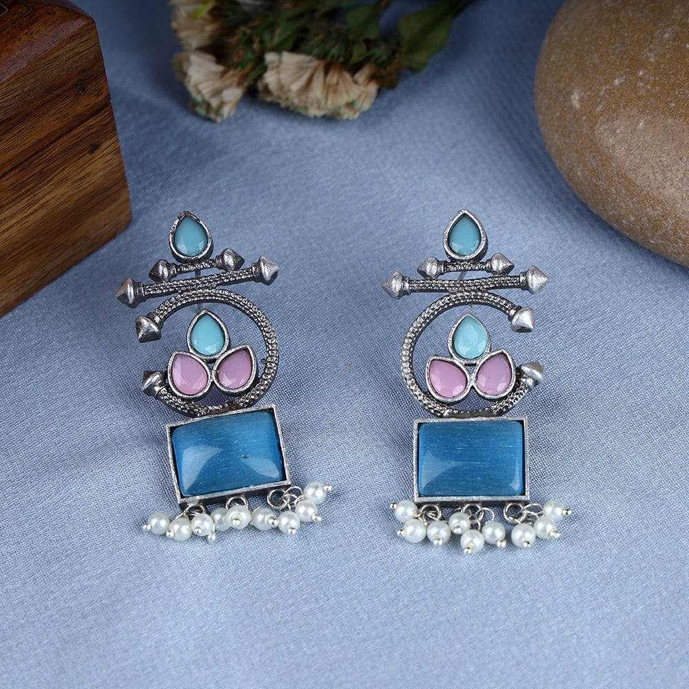 Classic Glow Silver Oxidized Earrings