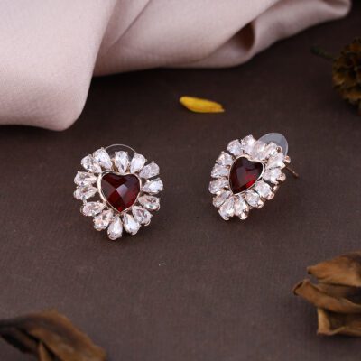 Sparkling Zircon Heart Shape Studs