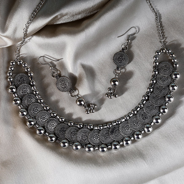 Partywear Indian Silver-Plated Jewlery Set